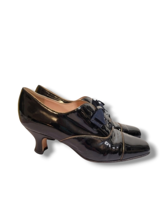 Anyi Lu Shoes - Anyi Lu Patent Leather Kitten Heels Satin Bow Size 38.5 US 8